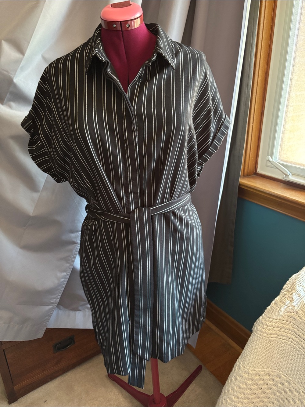 Dynamite pinstripe mini shirt dress / tunic